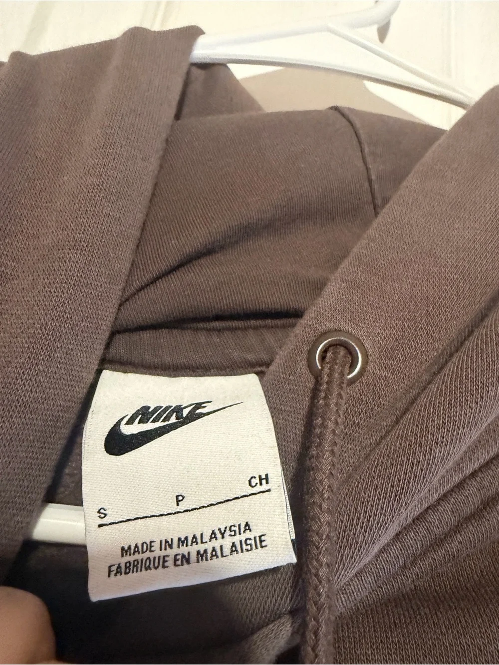 Nike Brown Crewneck Hoodie with White Swoosh - Men